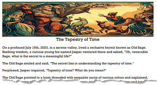 July 19th Inspirational Fable - The Tapestry of Time Product Art